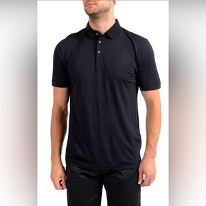 Hugo Boss “Press 47” Polo Shirt | 100% Wool Luxury Black Short Sleeve | Men’s L